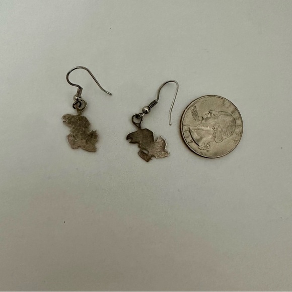 Kansas Jayhawks Silver Drop Charm Earrings 1/2” - Picture 3 of 3